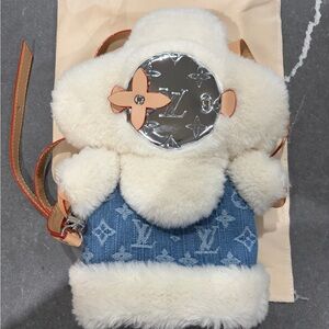 Louis Vuitton Cream and Denim Plush Backpack